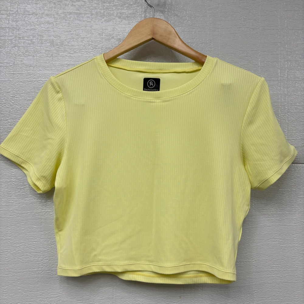 Backcountry Womens Ribbed Short Sleeve Crop Top Yellow W716 Size S